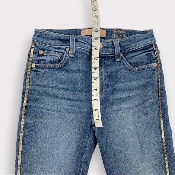 7 For All Mankind Mid-rise Skinny Jeans With Metallic Stripes in Vintage Muse - Picture 7 of 8